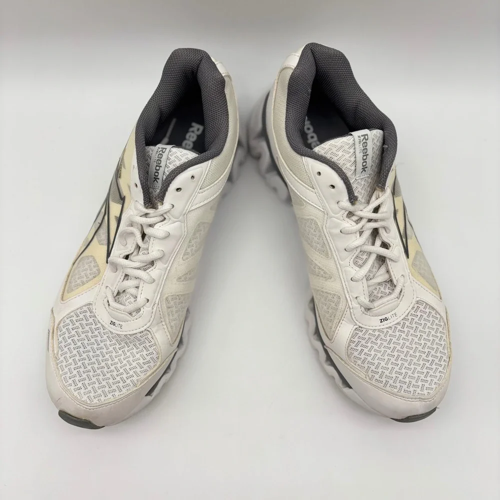 Reebok ZigLite Mens White Grey Running Shoes M44041 Size 11.5
